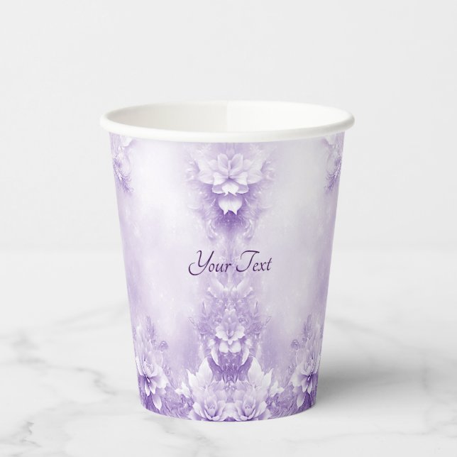Purple White Flowers Paper Cups (Left)