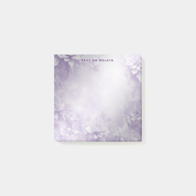 Purple White Flowers Post it Notes (Front)