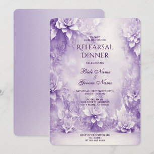 Purple White Flowers Rehearsal Dinner Invitation