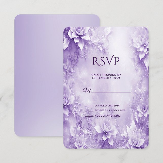 Purple White Flowers RSVP Card (Front/Back)