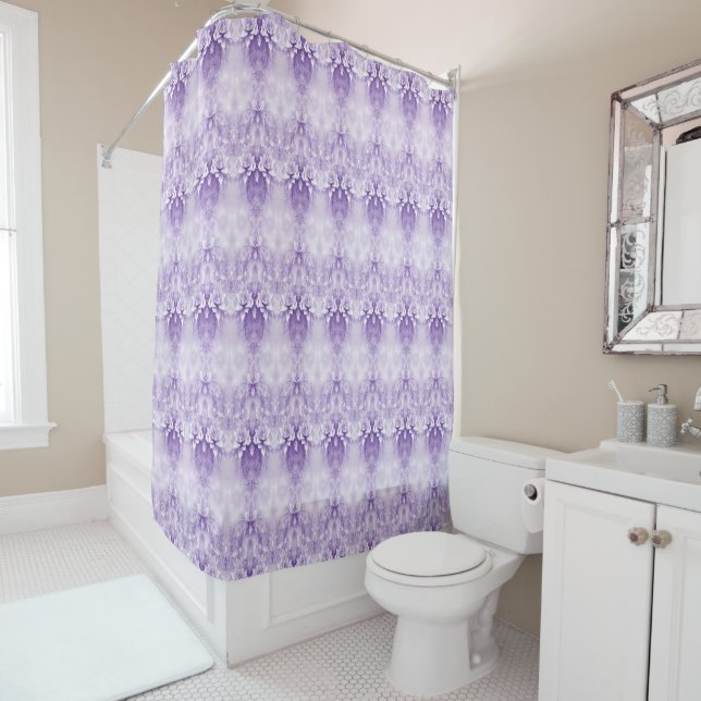 Purple White Flowers Shower Curtain (In Situ)
