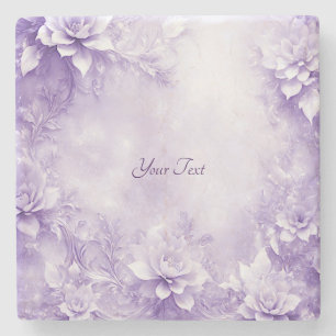 Purple White Flowers Stone Coaster