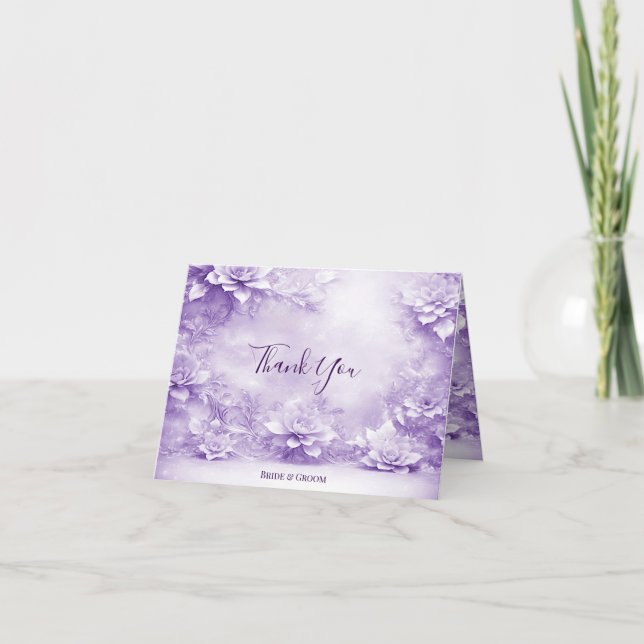 Purple White Flowers Thank You Card (Front)