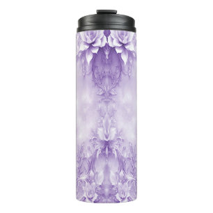 Purple White Flowers Thermal Tumbler