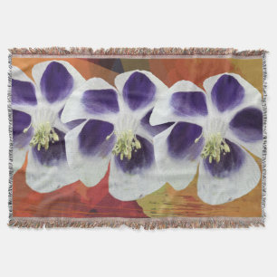 Purple & White flowers Throw Blanket