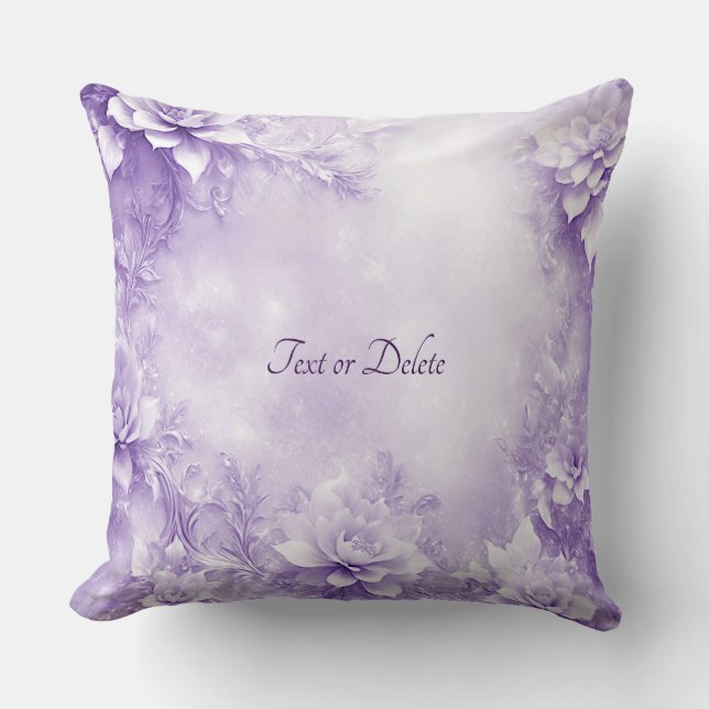 Purple White Flowers Throw Pillow (Front)