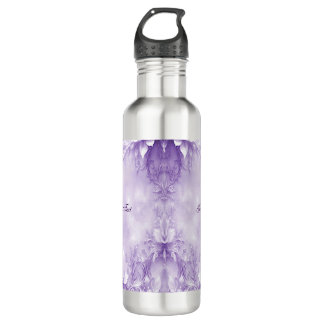 Purple White Flowers Water Bottle