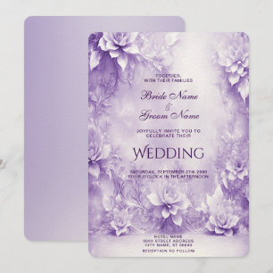 Purple White Flowers Wedding Invitation