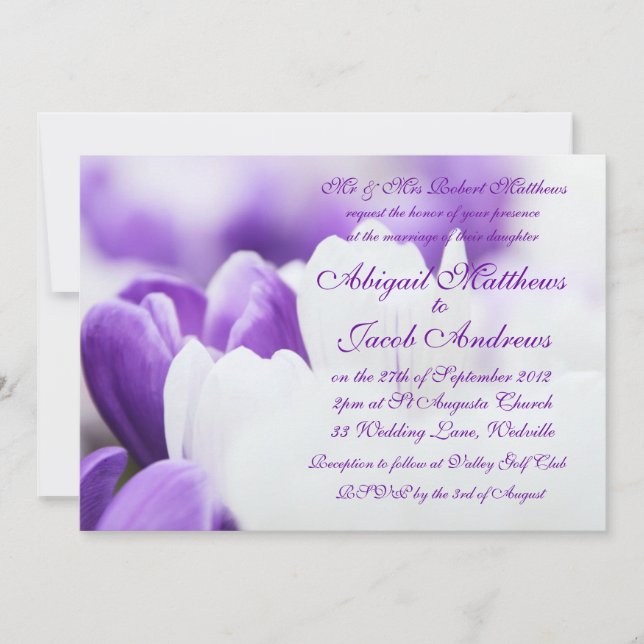 Purple & White Flowers - Wedding Invitation (Front)