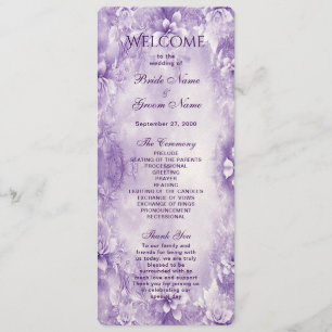 Purple White Flowers Wedding Program Programme