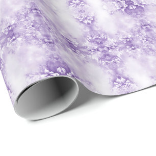 Purple White Flowers Wrapping Paper