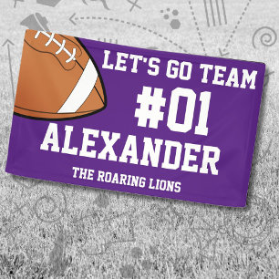 Purple White Football Team Spirit Banner