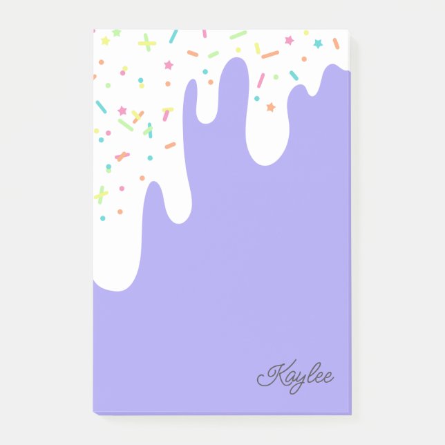 Purple White Frosting Sprinkles Your Name Post-it Notes (Front)