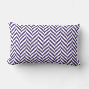 Purple White Geometric Herringbone Pattern Lumbar Cushion