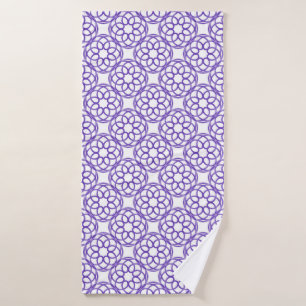 Purple White Geometric Seamless Pattern Bath Towel