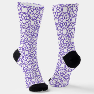 Purple White Geometric Seamless Pattern Socks