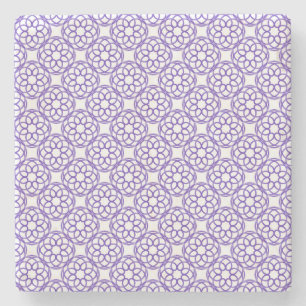 Purple White Geometric Seamless Pattern Stone Coaster