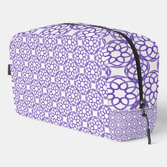 Purple White Geometric Seamless Pattern Toiletry Dopp Kit (Right Corner)