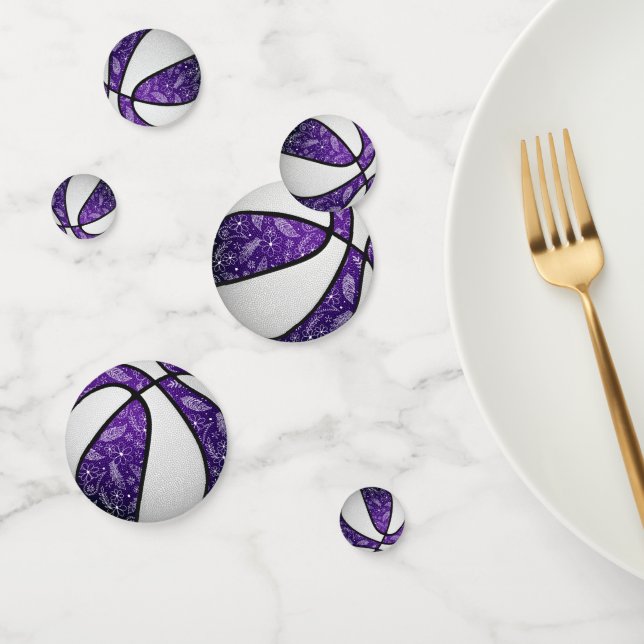 purple white girls boho basketball birthday party confetti (Group)