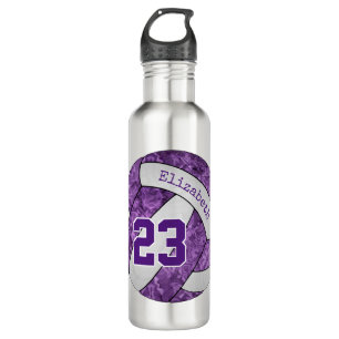 Purple white girls' volleyball team colours 710 ml water bottle