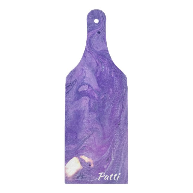 Purple White Glass Abstract Paddle Cutting Board (Front)