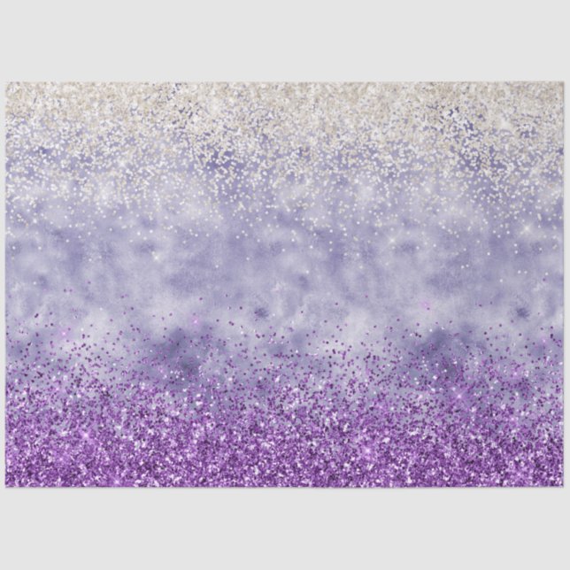 Purple White Glitz Glitter Tissue Paper (Front)