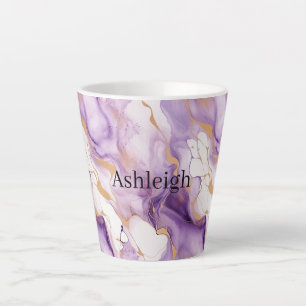 Purple White Gold Abstract Latte Mug