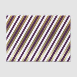 Purple, White, Gold Diagonal Stripe Tissue Paper