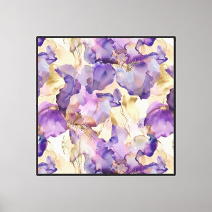 Purple White Gold Iris Flowers Canvas Print
