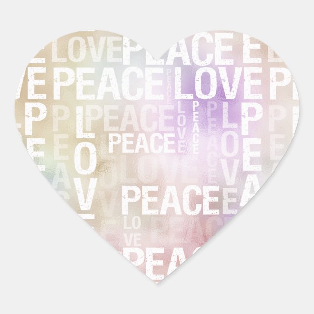 Purple White Gold Tie dye Peace Love           Heart Sticker (Front)