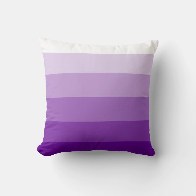 Purple White Gradient Stripes Cushion (Front)