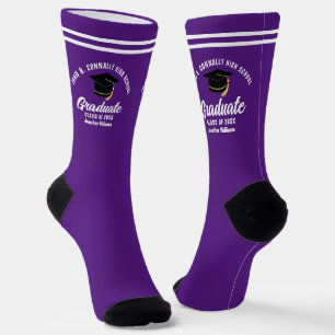 Purple White Graduate Personalised Graduation Socks