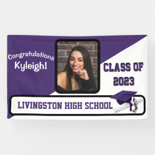 Purple & White Graduation Banner