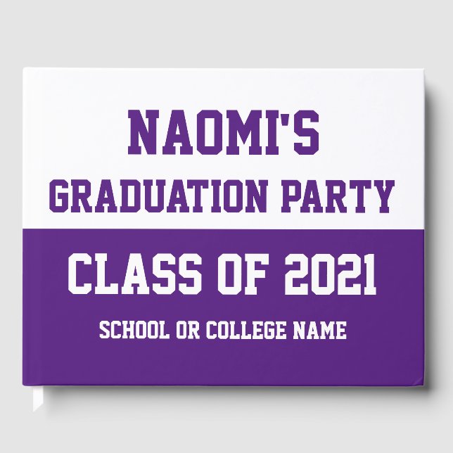 Purple & White Graduation Party Class of 2024 Guest Book (Front)