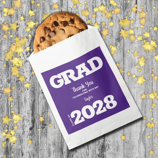 Purple White Graduation Party Favour Bag (Purple and White Graduation Party Treat Favor Bags)