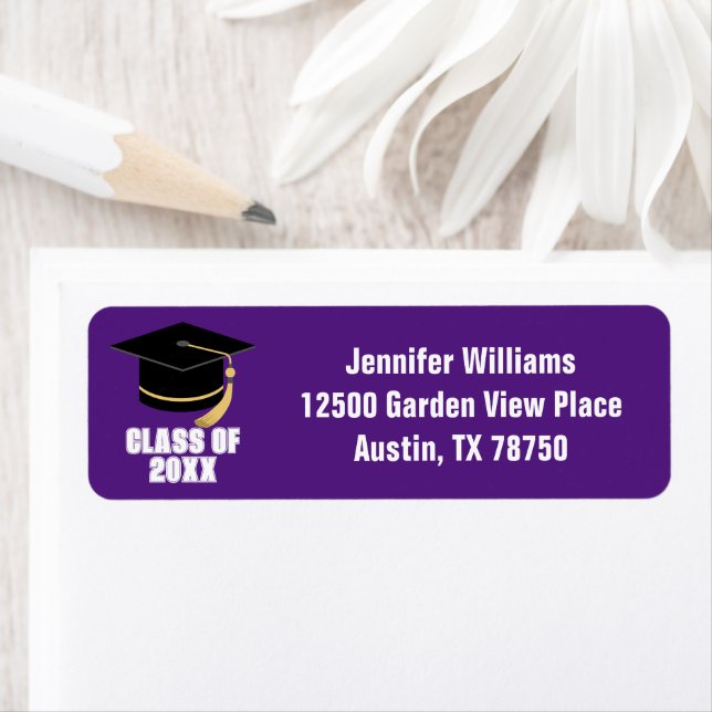 Purple White Graduation Party Return Address (Insitu)