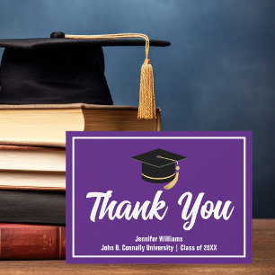 Purple White Graduation Personalised Graduate Thank You Card