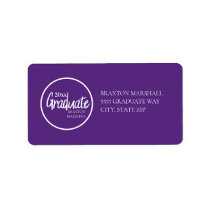 Purple White Graduation Year Name Address Label