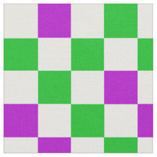 Purple White Green Chequered Design Fabric