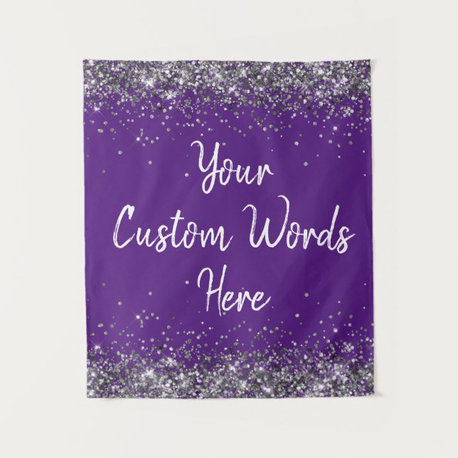 Purple White Grey Birthday Party Photo Booth Prop  Tapestry (Front)