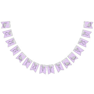 Purple, White Grey 🐘 Elephant Baby - Baptisms Bunting