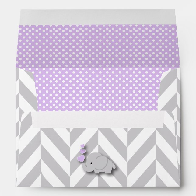 Purple, White Grey Elephant Baby Shower Envelopes (Back (Bottom))