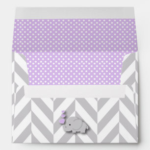 Purple, White Grey Elephant Baby Shower Envelopes
