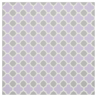 Purple White Grey Quatrefoil Pattern Fabric