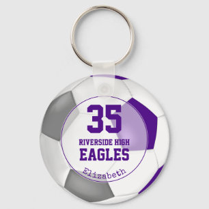 purple white grey soccer ball kids' team spirit key ring