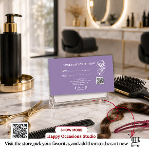 Purple White Hair Stylist Scissors Appointment Card