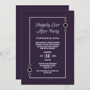 Purple White Happily Ever After Wedding Reception Invitation