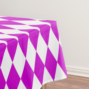 Purple White Harlequin Diamonds Checkers Design Tablecloth