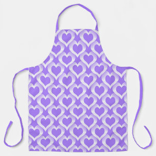 Purple White Hearts Pattern Apron