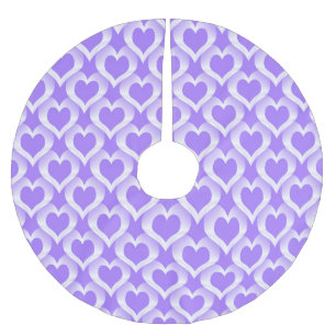 Purple White Hearts Pattern Brushed Polyester Tree Skirt